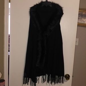 Faux fur trimmed sweater